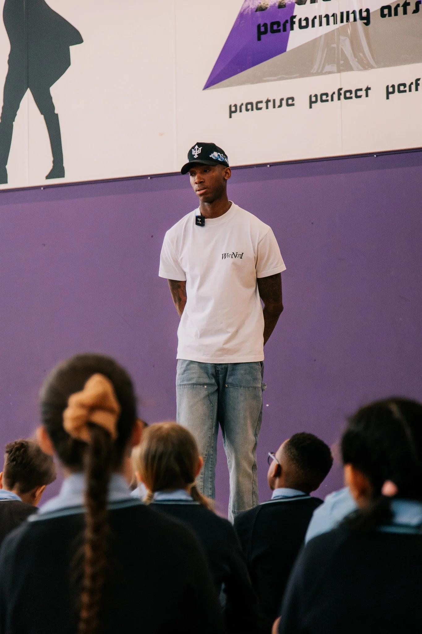Kofi Josephs addressing young people inside Wigan Youth Zone
