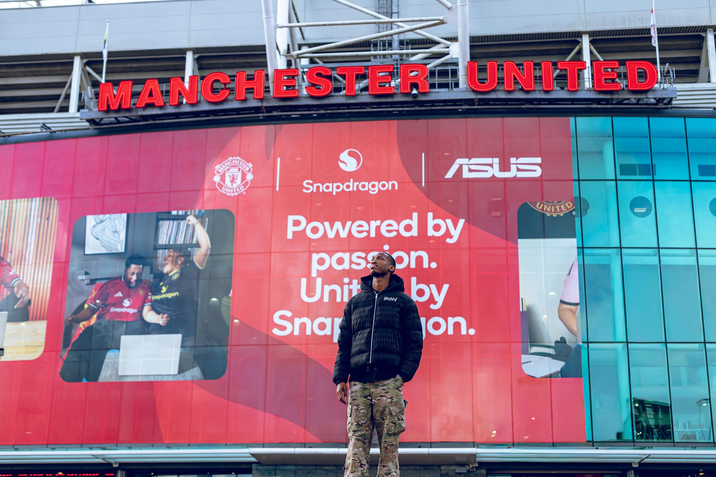 Kofi Josephs outside the Manchester United stadium